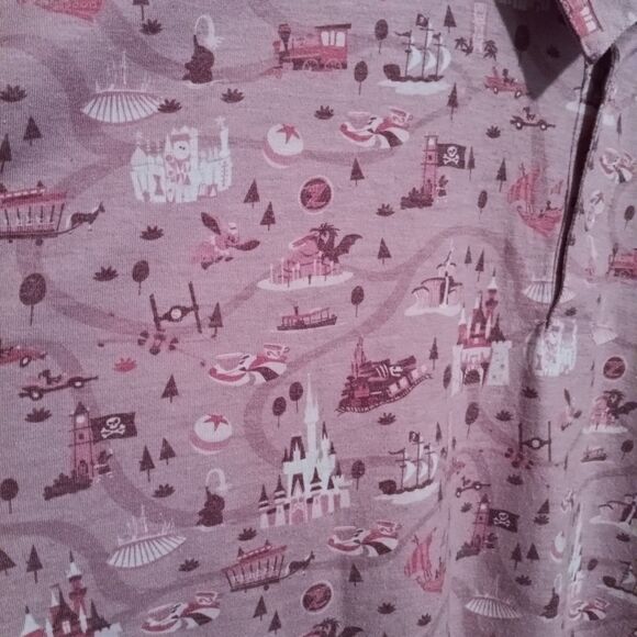 Disney Parks Park Life Polo Shirt-Size 2XL-Attractions-Rides-Icons-Pink - Picture 4 of 7